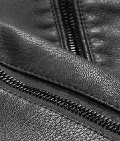 black leather jacket closeup look