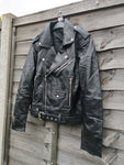 Men's Genuine Leather Biker Jacket with Lapel Collar