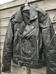 Men's Genuine Leather Biker Jacket with Lapel Collar