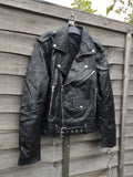 Men's Genuine Leather Biker Jacket with Lapel Collar