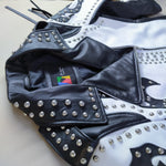 Studded Black & White Fringe Leather Jacket