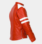 red leather jacket with white stripes leather jacket