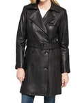 Classic Women's Leather Long Coat - Stylish Outerwear for All Seasons