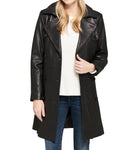 Classic Women's Leather Long Coat - Stylish Outerwear for All Seasons