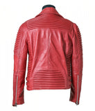 red leather jacket speed look back side