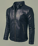 Black leather Jacket for men's