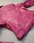 back view of pink jacket women