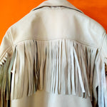 back view white fringe leather jacket