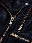 YKK zip cow hide leather jakcte